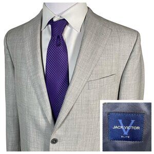 Jack Victor Elite Sport Jacket 44L Norway Light Mist Grey 100% Wool Blazer Coat